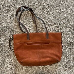 HOBO Cecily Mini Tote Red Brown pebbled leather bag